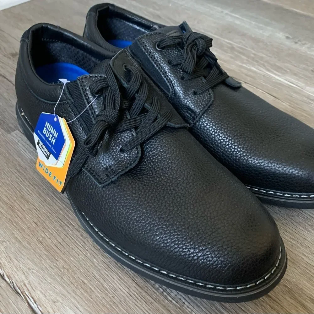 NWT Nunn Bush Casual Dress Comfort Work Shoe Leather Black Size 12 Wide